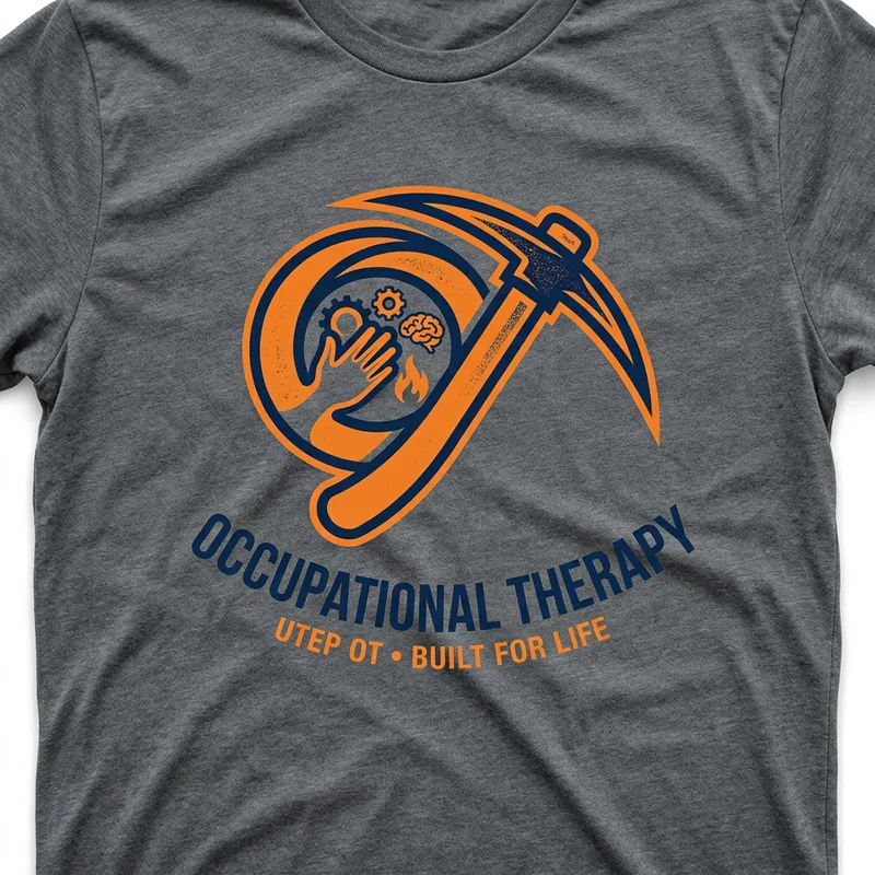 Cool UTEP T-Shirt Logo with Pick Axe & Therapy Symbols Cool UTEP T-Shirt Logo with Pick Axe & Therapy Symbols