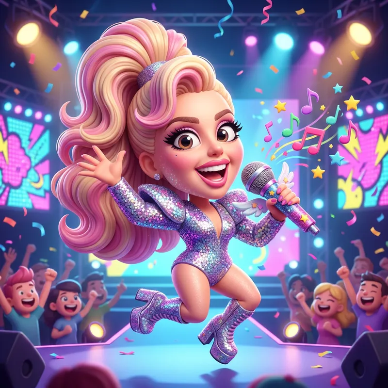 Quirky Caricature of a Popular Female Singer