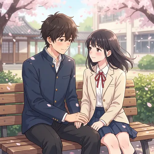 Young Love Story | Anime Couple in School Uniforms