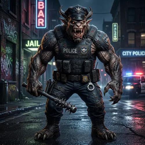 Terrifying Police Monster: Fearsome Creature Design