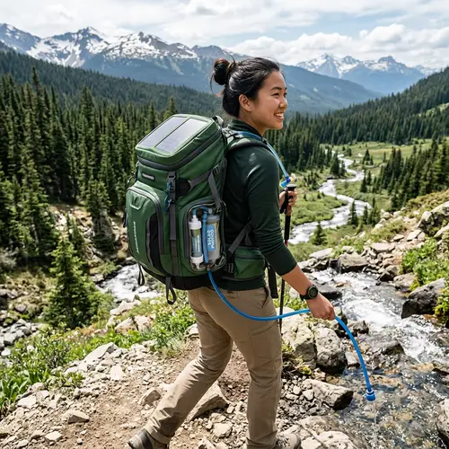 Solar-Powered Water Purification Backpack | Outdoor Portable Solution