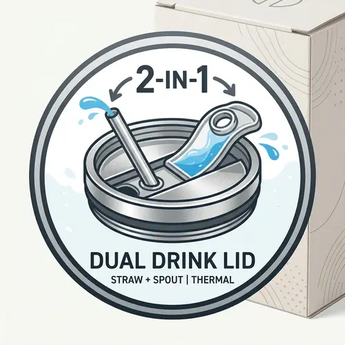 Dual Drink Lid Icon for Stainless Steel Tumbler