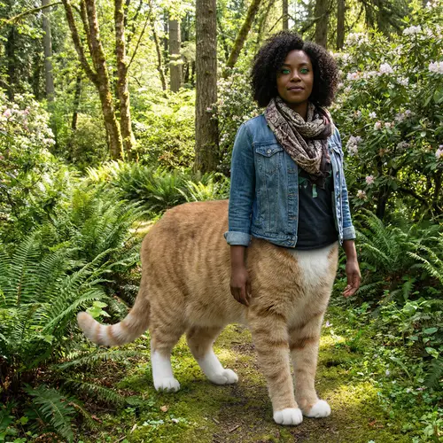 Magical Fusion of Human and Cat | Stunning Green-Eyed Black Woman