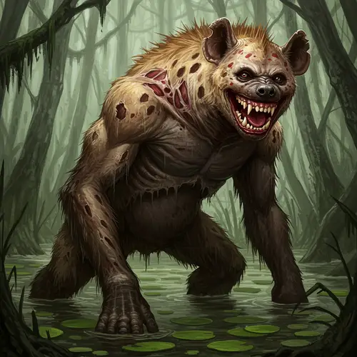 Grotesque Hyena-Ape Hybrid: Smiles Unleashed
