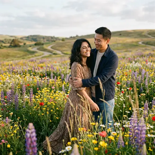 Enchanting Wildflower Field with Deep Connection and Joy