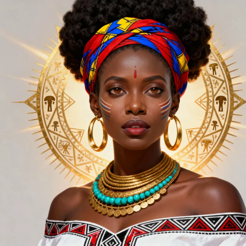 Regal African Queen: Hyper-Realistic Illustration