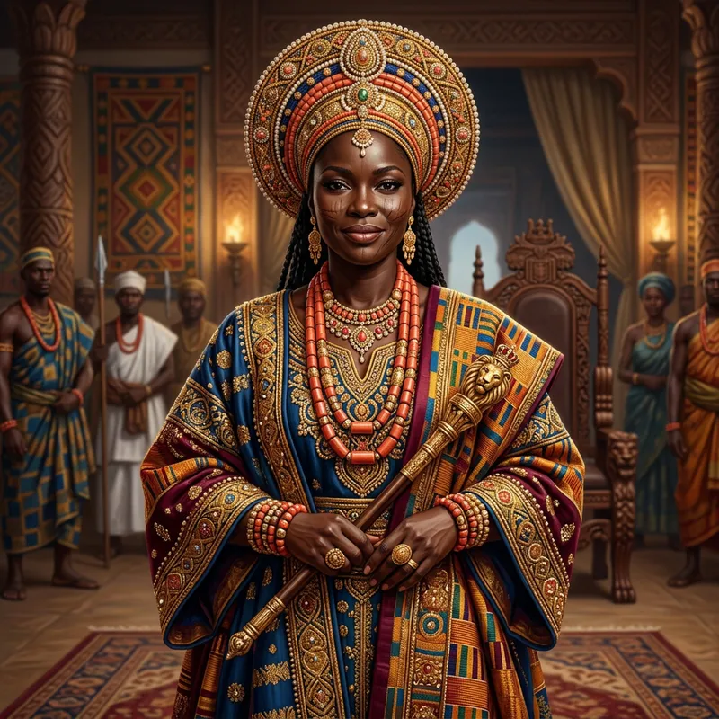 Regal African Queen: Hyper-Realistic Illustration