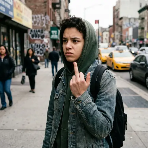 Gesture of Individual Raising Middle Finger