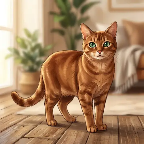 Graceful Domestic Short-Haired Cat Illustration