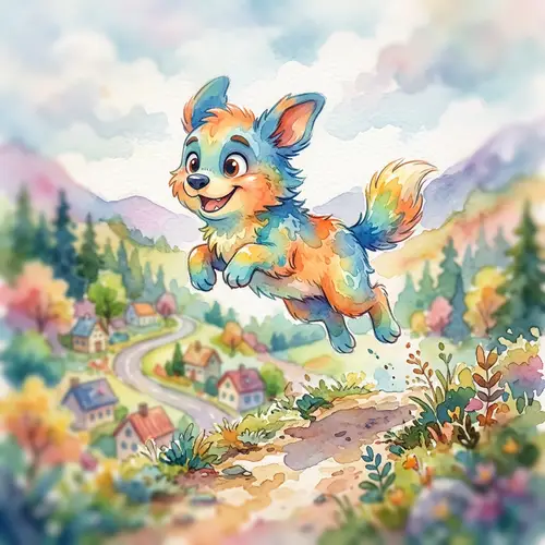 Vibrant Watercolor Eevee in Whimsical Leap