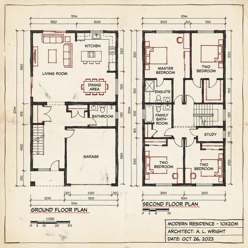 Modern 2-Story House Blueprints | Room Layout & Design