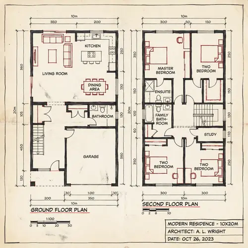 Modern Two-Story House Blueprints | Architectural Design