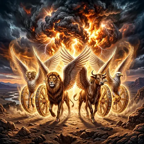 Dramatic Biblical Scene of Ezekiel's Vision