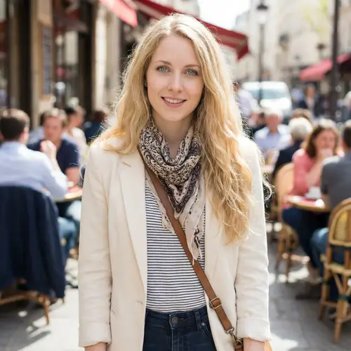 Fresh & Sophisticated | Trendy Woman with Icy Blue Eyes