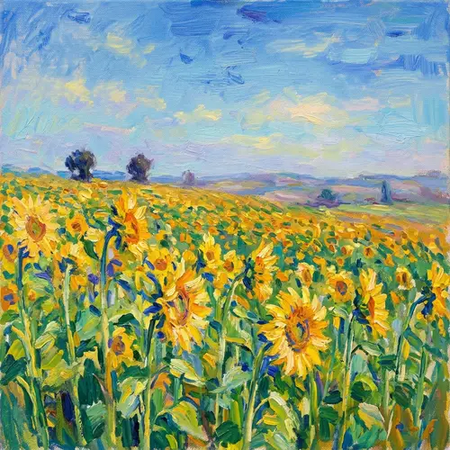 Radiant Sunflower Fields | Impressionist Art