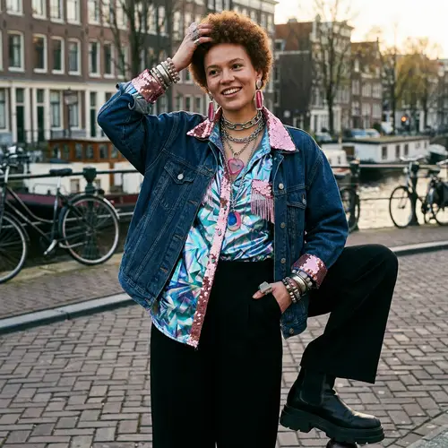 Dutch Model in Holographic Foil Fashion