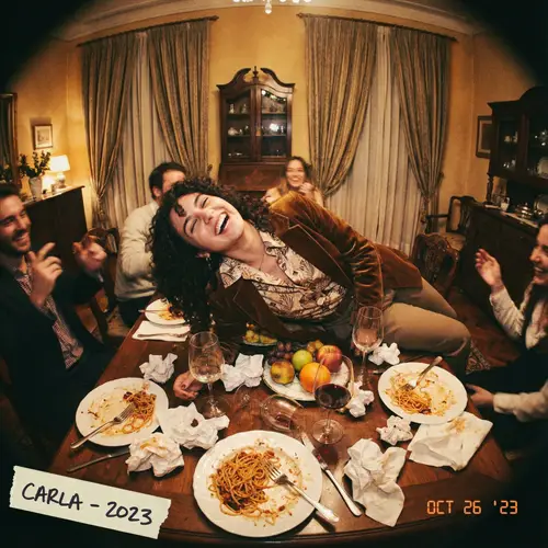 Candid Photo of Carla at a Messy Dinner Table