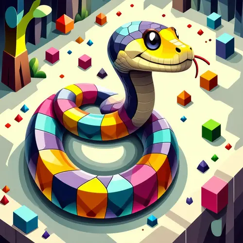 Colorful 2D Snake Game Vector Design
