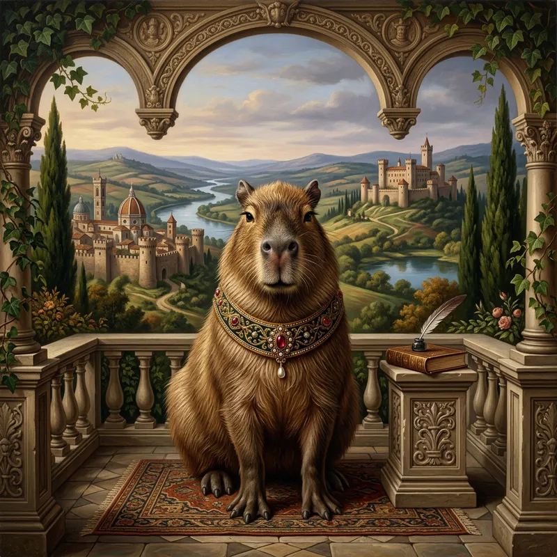 Capybara Renaissance Illustration | Detailed & Symmetrical Art Capybara Renaissance Illustration | Detailed & Symmetrical Art