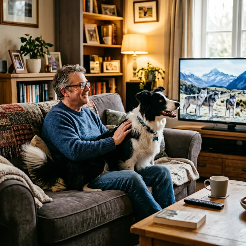 Adorable Dog and Owner Enjoy Quality Time on Couch