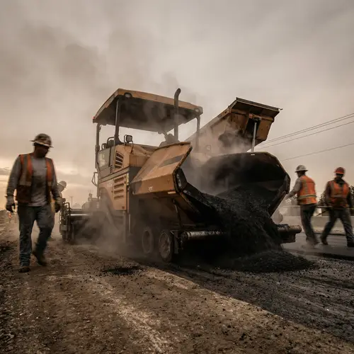 Industrial Asphalt Paver in Action | Dynamic Scene