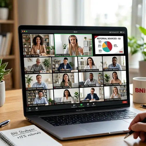 Virtual BNI Chapter Meeting with Professionals from Technology, Healthcare, Finance, and Education