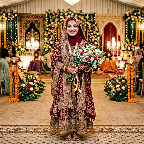 Traditional Pakistani Bridal Attire with Hijab - Authentic Wedding Look