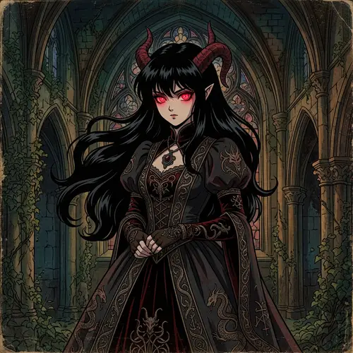 Demon Anime Girl - Dark Gothic Art Inspired Animated Character