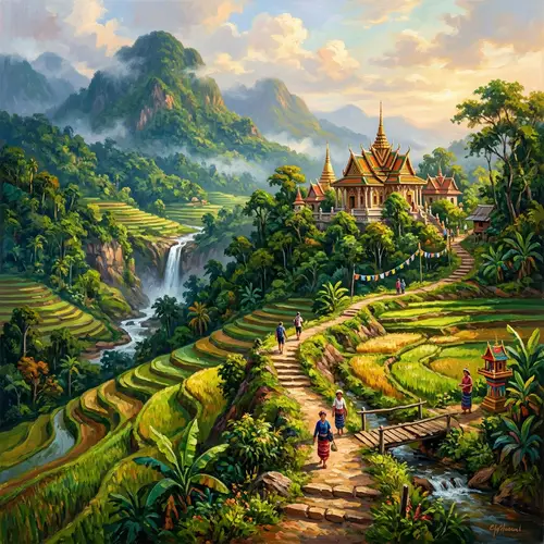 Vibrant Natural Trail Painting in Southeast Asia