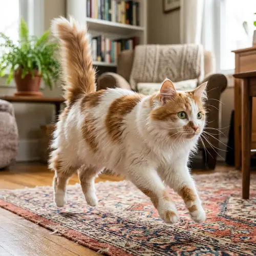 Playful White and Ginger Cat | Bright Green Eyes | Fluffy Coat