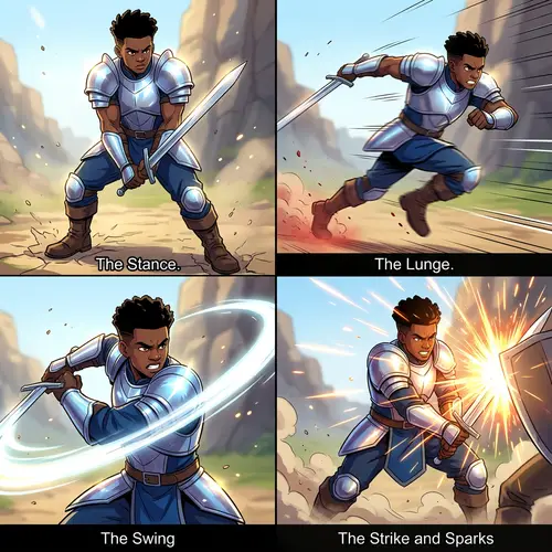 Courageous Black Warrior Animation - Masterful Combat Sequence