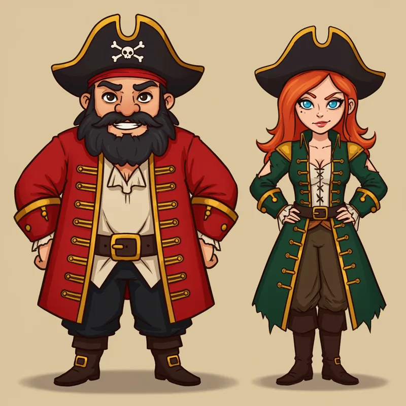 Cartoon Pirate Mascots for Announcements