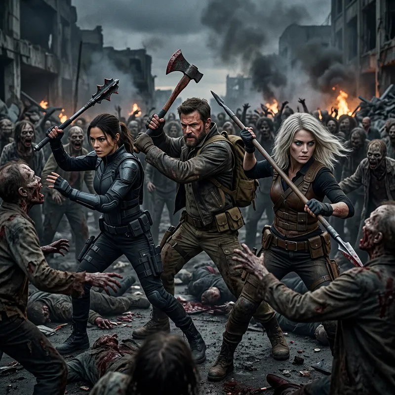 Ada Wong, Leon Kennedy Fighting Zombies - Realistic Style Battle