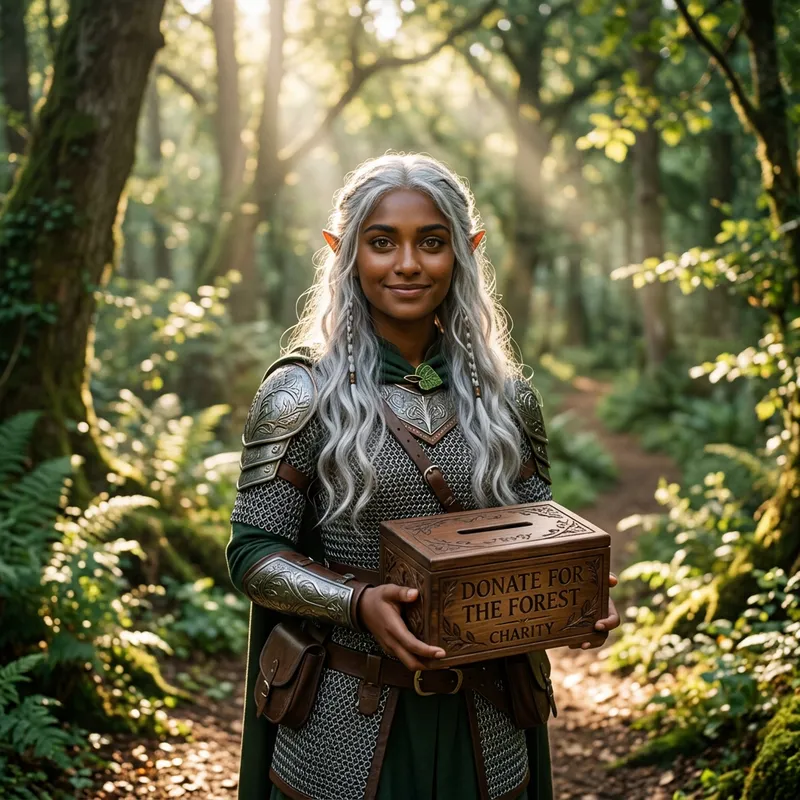 Enchanting Young Elf Girl | South Asian Descent, Silver Hair & Chain Mail