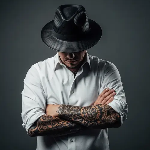 Mafia Style: Tattooed Gentleman in White Shirt