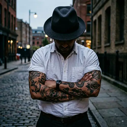 Mafia Style: Tattooed Gentleman in White Shirt