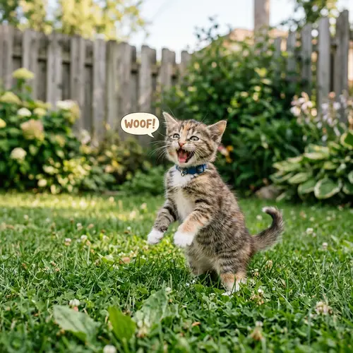 Cute Kitten Woofing like a Dog - Adorable Pet Moment