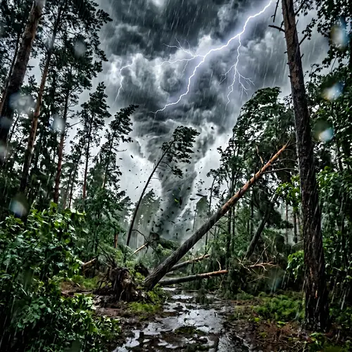 Powerful Thunderstorm in Dense Forest - Stunning Nature Display