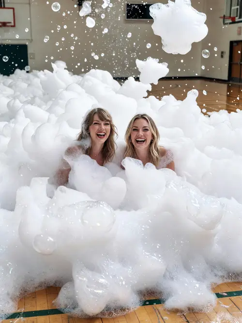 Taylor Swift & Hilary Duff at Epic Foam Party