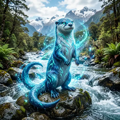 Water-Type Fantasy Chilean Otter Creature - Mystical Aquatic Energy