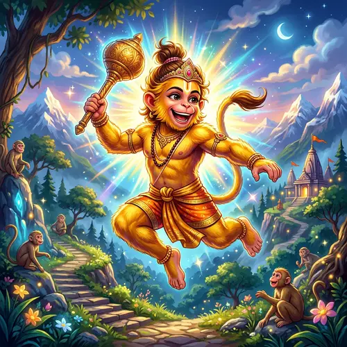 Young Hanuman Digital Illustration | Divine Monkey God Artwork