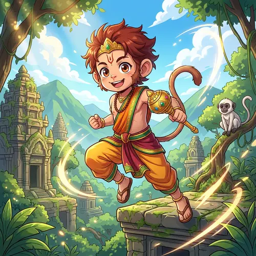 Anime Style Kid Hanuman | Colorful Monkey-Like Character