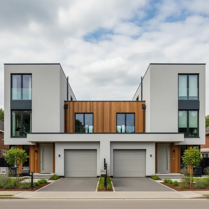 Modern Duplex with Connected Garages