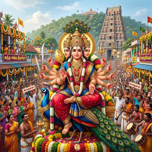 Lord Murugan: Hindu God of War & Victory | Tamil Nadu Festival Image