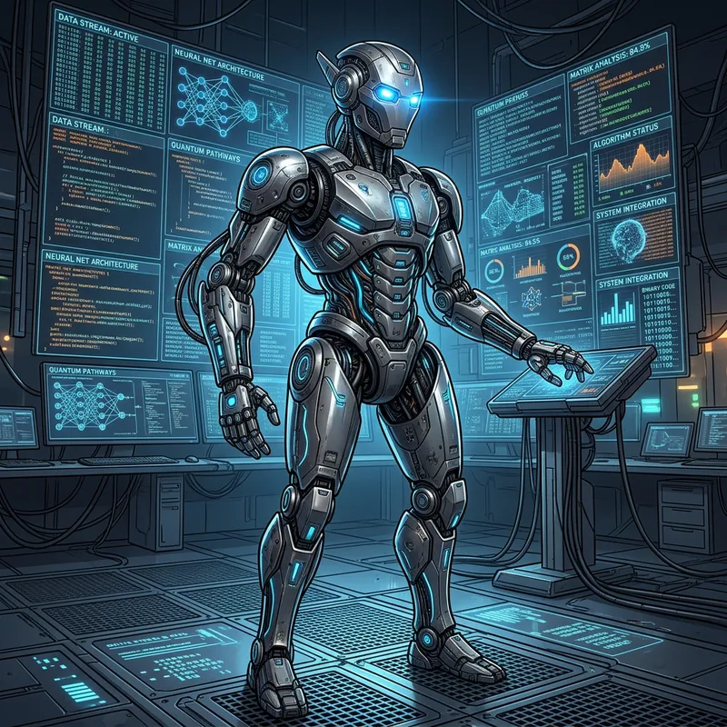 AI Robot on Digital Screens AI Robot on Digital Screens