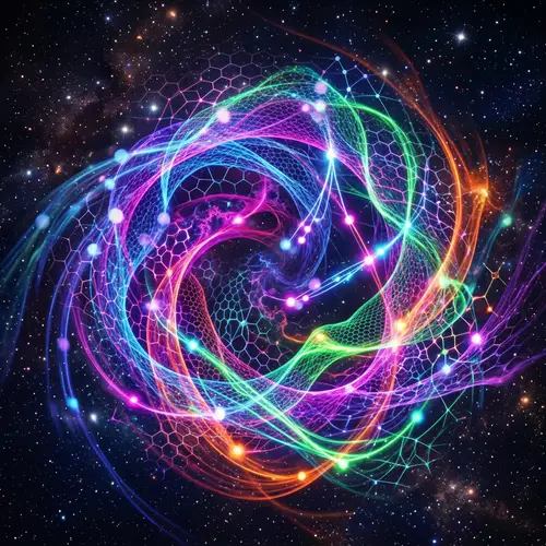 Abstract Quantum Physics Art | Cosmic Dance of Energy Particles