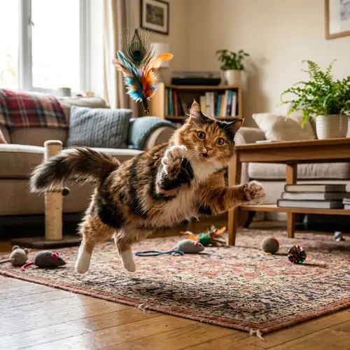 Lively and Playful Domestic Cat in Realistic Style