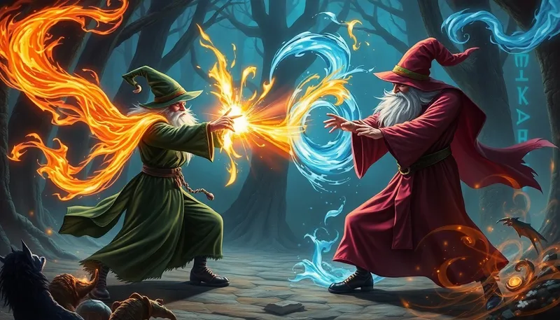 Epic Wizard Battle: Fire vs Water Spells Epic Wizard Battle: Fire vs Water Spells