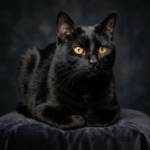 Regal Black Cat - Hyperrealistic Painting with Mesmerizing Eyes