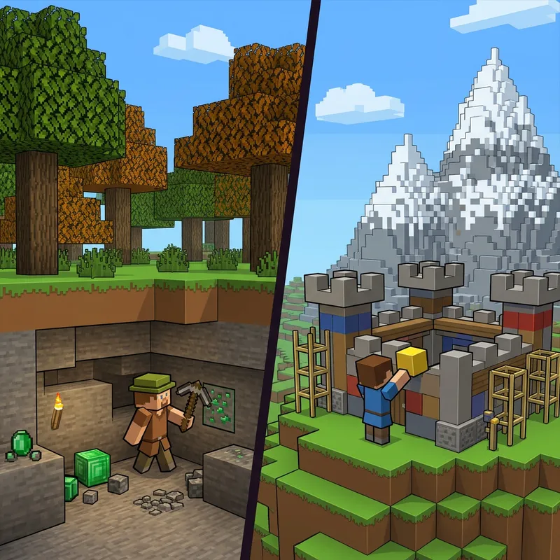 Minecraft Split Screen Gaming: Forest Mining & Fortress Building